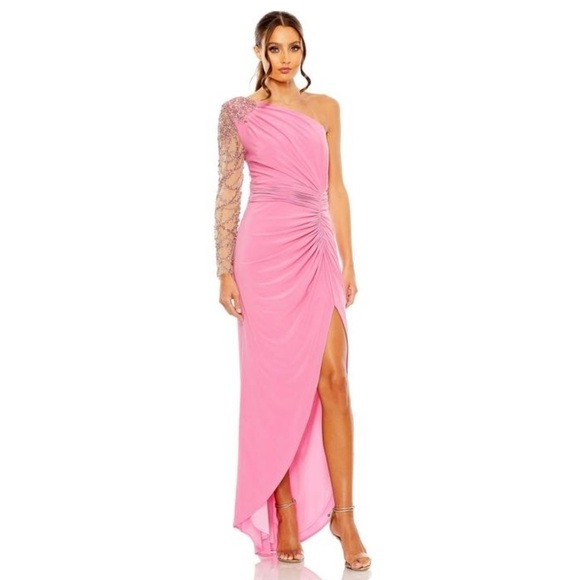 Mac Duggal Asymmetrical Crystal-Embellished Jersey Gown size 8 $698 - Picture 1 of 12